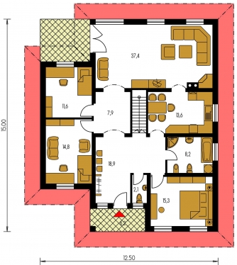 Plan de sol du rez-de-chaussée - BUNGALOW 82
